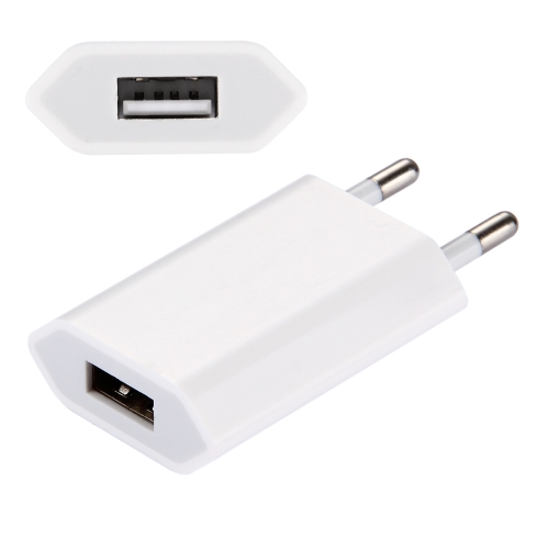 5V / 1A Single USB Port Charger Travel Charger, EU Plug(White) pd20w type c usb qc3 0 charging charger plug type eu plug yellow