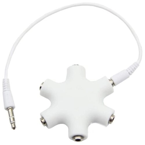 

6 Ports Audio Splitter Headphone Connector with 3.5mm Audio Cable, Compatible with Phones, Tablets, Headphones, MP3 Player, Car/Home Stereo & More(White)