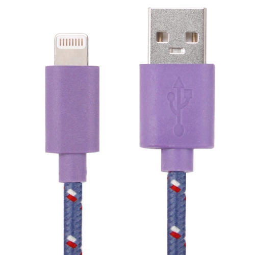 

1m Nylon Netting Style USB 8 Pin Data Transfer Charging Cable for iPhone, iPad(Purple)