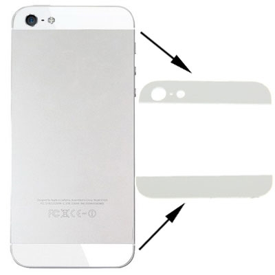 

OEM Version Back Cover Top & Bottom Glass Lens for iPhone 5(White)