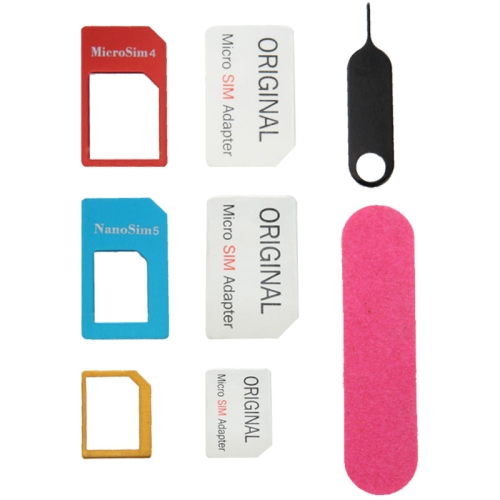 

Nano SIM to Micro SIM Card Adapter + Nano SIM to Standard SIM Card Adapter + Micro SIM to Standard SIM Card Adapter + Sim Card Tray Holder Eject Pin Key Tool with Double Sided Tape for iPhone 5 & 5S, iPhone 4 & 4S, 3GS / 3G