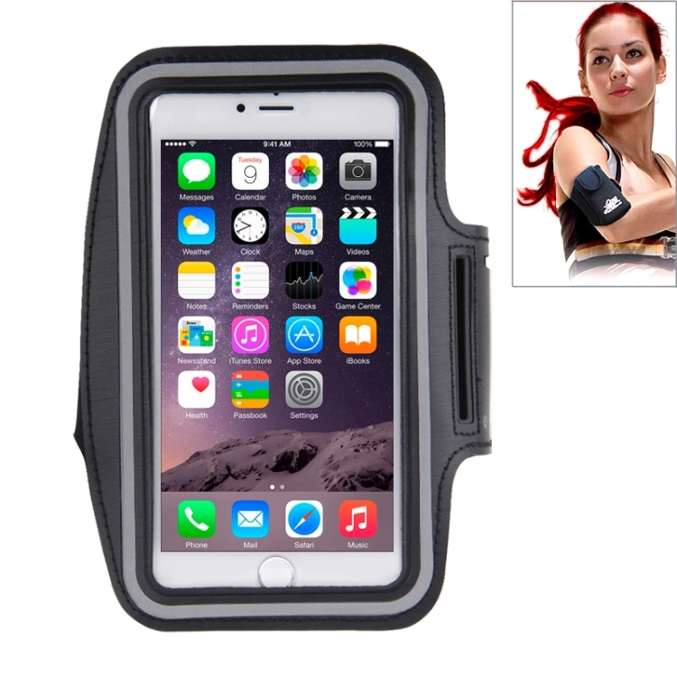

Sport Armband Case with Earphone Hole and Key Pocket for iPhone 6 Plus(Black)