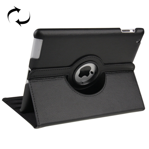 

360 Degree Rotatable Leather Case with Sleep / Wake-up Function & Holder for New iPad (iPad 3)(Black)