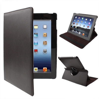 

360 Degree Rotatable PU Leather Case with Sleep / Wake-up Function & Holder for New iPad (iPad 3) / iPad 2 / iPad 4, Coffee(Coffee)