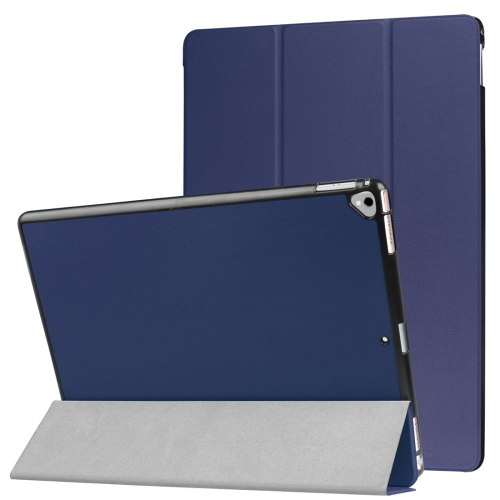 

Custer Texture Horizontal Flip Smart Leather Case with 3-folding Holder & Sleep / Wake-up Function for iPad Air 13 2024 / Pro 12.9 inch 2017 / 2015(Dark Blue)