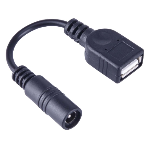 

5.5 x 2.1mm DC Female to USB AF DC Female Power Connector Cable for Laptop Adapter, Length: 15cm(Black)