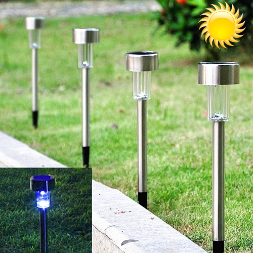 Solar Energy Outdoor Lawn Lamp, Stainless Steel Blue Light 
