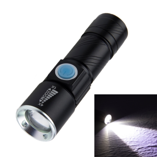 

White Light Retractable Flashlight, Cree Q5 LED 3-Mode with Lanyard(Black)