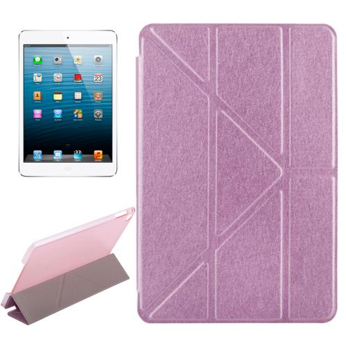 

Transformers Style Silk Texture Horizontal Flip Solid Color Leather Case with Holder for iPad mini 4(Pink)