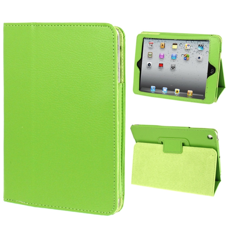 

2-fold Litchi Texture Flip Leather Case with Holder Function for iPad mini 1 / 2 / 3(Green)