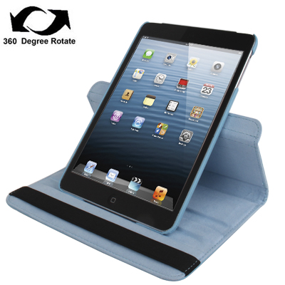 

360 Degree Rotation Leather Case with Holder for iPad mini / mini 2 Retina(Baby Blue)