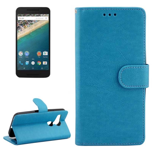 

Crazy Horse Texture Horizontal Flip Leather Case with Holder & Card Slots & Wallet & Photo Frame for Google Nexus 5X(Blue)