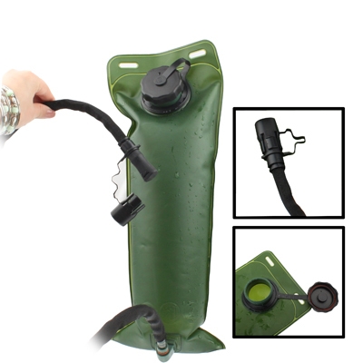 

Outdoor Hiking Camping Army Green 3L Water Bag with Tube