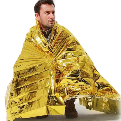 

Compact Lightweight Aluminized Windproof Waterproof Emergency Blanket Body Wrap Survival Sheet for Outdoor 140 x 210cm