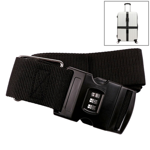 

Luggage Strap Cross Belt Adjustable Packing Band Belt Strap with Password Lock for Luggage Travel Suitcase(Black)