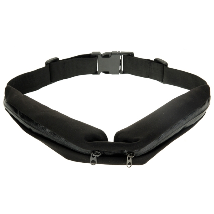 

Sports Waterproof Elastic Waist Bag Two Pockets Fanny Pack Zip Pouch(Black)