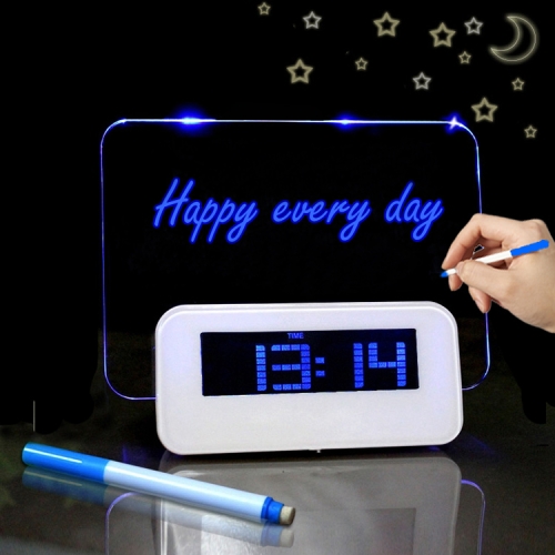 4 Ports New USB Hub Calendar LED Fluorescent Message Board Digital Alarm Clock 