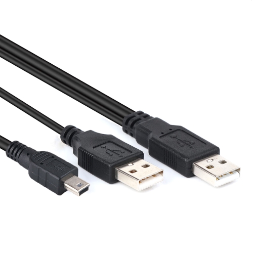 Allcecase USB Cable Adapter 2 in 1 USB 2.0 Male to Mini 5pin Male Length: 80 cm Black USB Male Cable 