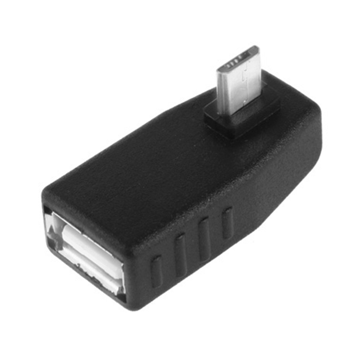 Adaptateur AF micro USB mâle vers USB 2.0 avec angle de 90 degrés, fonction OTG de soutien (noir)