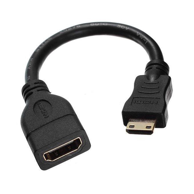 

16cm Gold Plated Mini HDMI Male to HDMI 19 Pin Female Cable(Black)