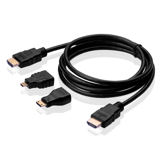 3 in 1 Full HD 1080P HDMI Cable Adaptor Kit (1.5m HDMI Cable + HDMI to Mini HDMI Adaptor + HDMI to Micro HDMI Adaptor) usb хаб satechi usb4 multiport adapter with 8k hdmi 2xusb 3 2 usb 2 0 type c hdmi rj 45 micro sd 3 5 mm до 100 вт серый космос st u4ma3m
