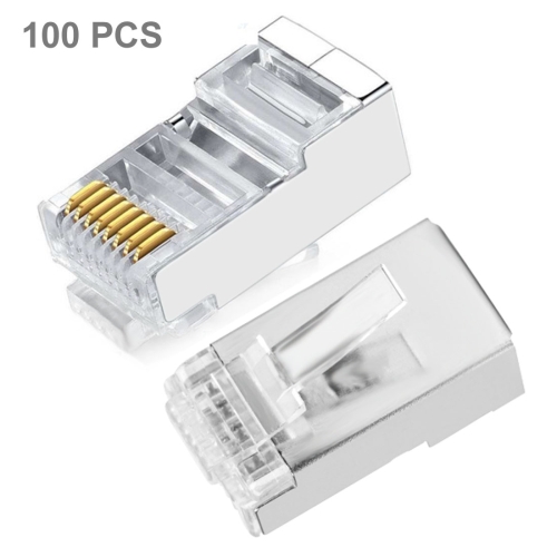 

High Quality RJ45 Shielded Plug Cat5 8P8C Lan Connector Network (100 pcs in one packaging , the price is for 100 pcs)(Silver)