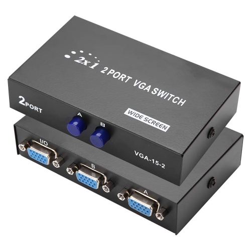 

2 Port VGA Switch Box, 2 In 1 Out For LCD PC TV Monitor - HD15 (FJ-15-2C)(Black)
