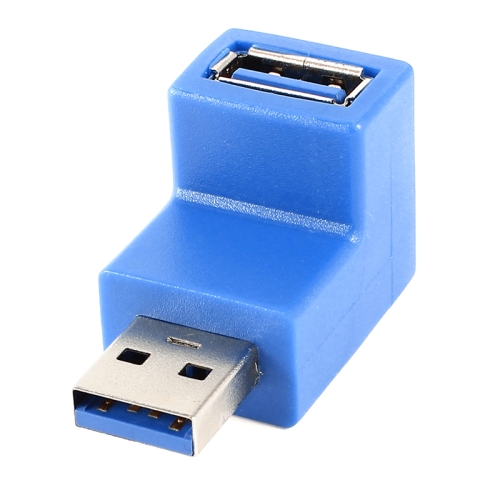 

USB 3.0 AM to USB 3.0 AF Cable Adapter with 90 Degree Angle (Blue)