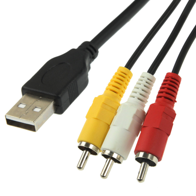 USB to 3 x RCA Male Cable, Length: 1.5m azgiant high speed fc130 38mm shaft length motor 18000 rpm standard back cover 12mm wire connector spacing model 130380118 12