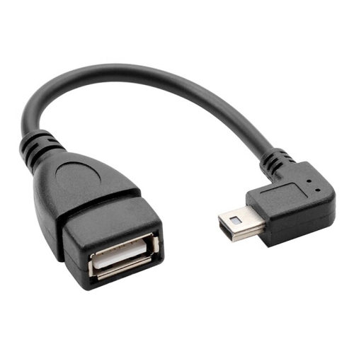 13cm Length 90 Degree Mini USB Male to USB 2.0 AF Adapter Cable with OTG Function Black 