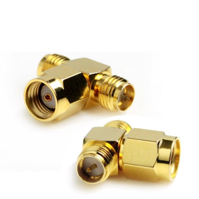 

RP-SMA Male to 2 RP-SMA Female Adapter (T Type), Gold Plated