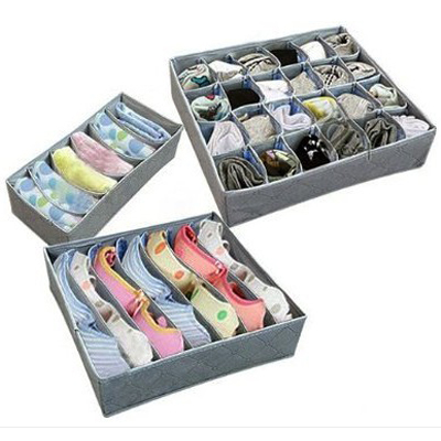 

3 pcs Foldable Box / Bamboo Charcoal Fibre Storage Bag for Bra,Underwear,Necktie,Socks