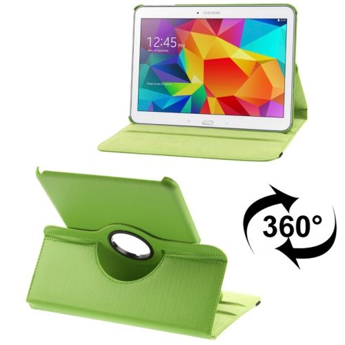 

360 Degree Rotatable Litchi Texture Leather Case with 2-angle Viewing Holder for Samsung Galaxy Tab 4 10.1 / SM-T530 / T531 / T535(Green)