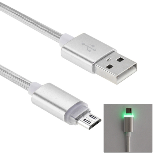 

1m Woven Style Micro USB to USB 2.0 Data Sync Cable with LED Indicator Light(Silver)