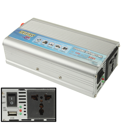 

500W DC 12V to AC 220V Car Power Inverter with USB Port(Silver)