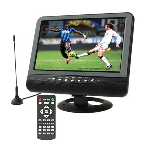 TV LCD TFT da 9,5 pollici TV portatile portatile con angolo di vista ampio,  supporta scheda SD / MMC, disco flash USB, AV IN, funzione radio FM (nero)