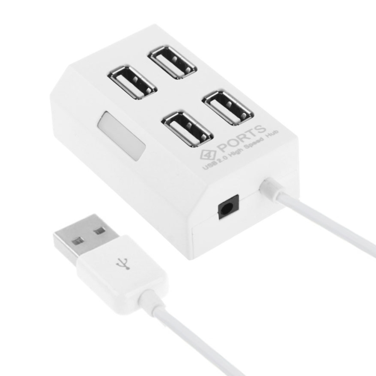 4 Ports USB HUB 2.0 USB Splitter Adapter with Switch(White)
