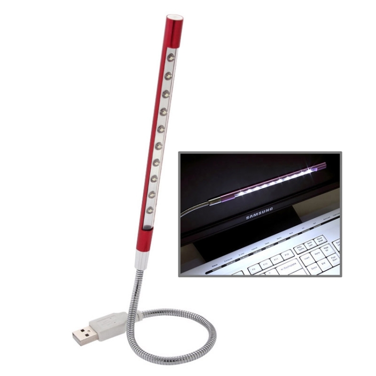 

10-LED Portable Ultra Bright USB LED Light(Red)