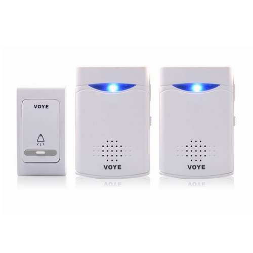 VOYE V006B2 Wireless Remote Control Chime Door Bell with Double-Receiver(White)