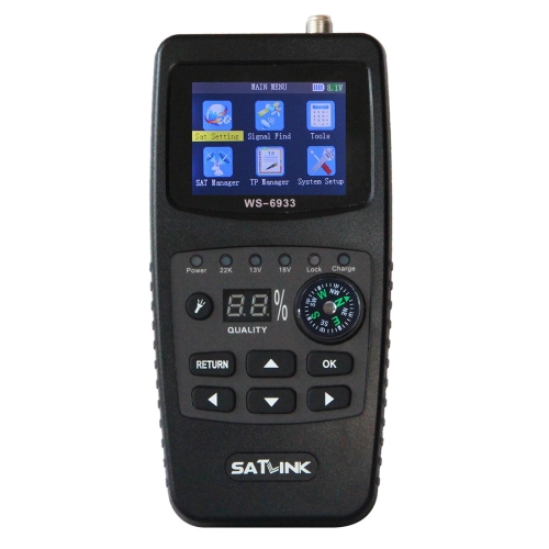 

SATLINK WS6933 Portable Digital Satellite Finder Meter, 2.1 inch LCD Colour Screen, DVB-S2/S Signal Pointer(EU Plug)