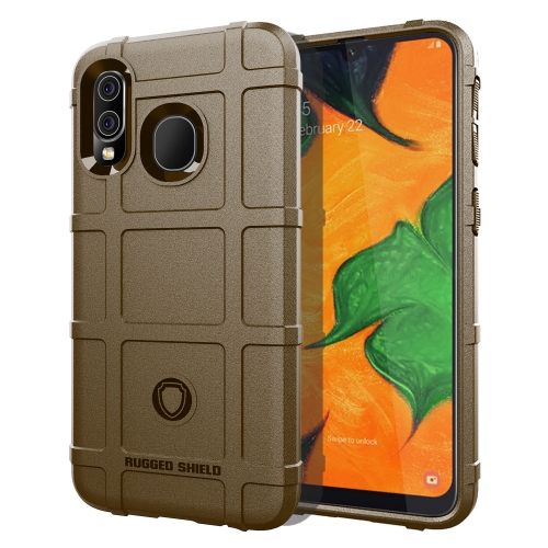 

Shockproof Rugged Shield Full Coverage Protective Silicone Case for Galaxy A40(Brown)