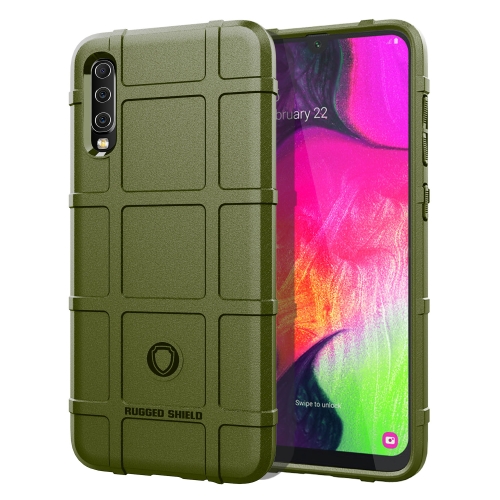 

Shockproof Rugged Shield Full Coverage Protective Silicone Case for Galaxy A70(Army Green)