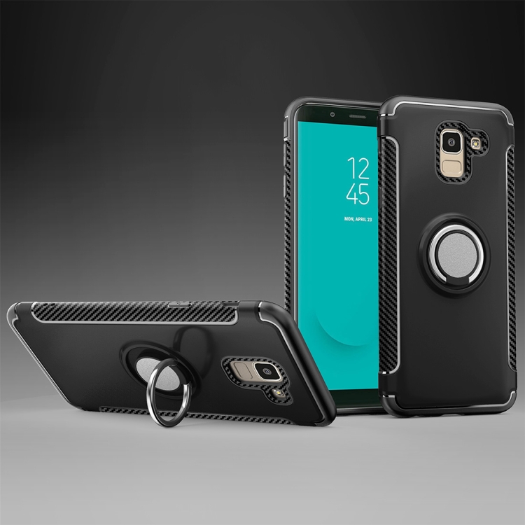 

Magnetic 360 Degree Rotation Ring Armor Protective Case for Galaxy J6 (2018)(Black)