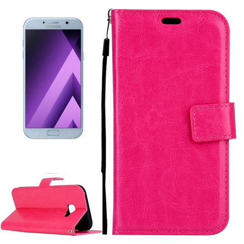 

For Galaxy A5 (2017) / A520 Crazy Horse Texture Horizontal Flip PU Leather Case with Holder & Card Slots & Wallet & Photo Frame & Lanyard & Magnetic Buckle (Magenta)