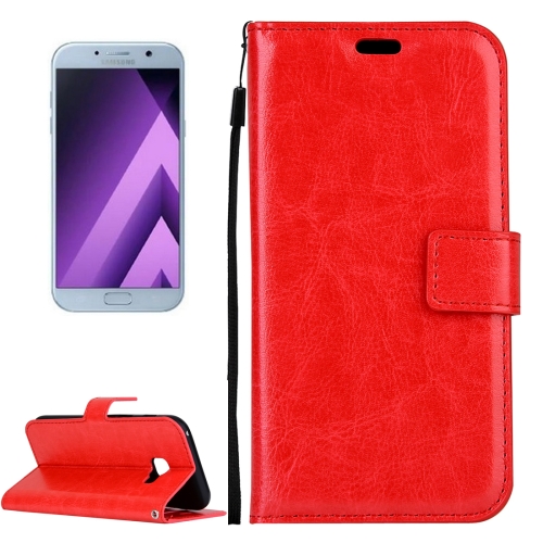 

For Galaxy A5 (2017) / A520 Crazy Horse Texture Horizontal Flip PU Leather Case with Holder & Card Slots & Wallet & Photo Frame & Lanyard & Magnetic Buckle (Red)