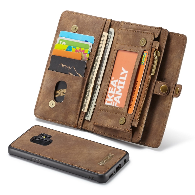 

CaseMe for Galaxy S9 Detachable Multifunctional Horizontal Flip Leather Case with Card Slot & Holder & Zipper Wallet & Photo Frame(Coffee)