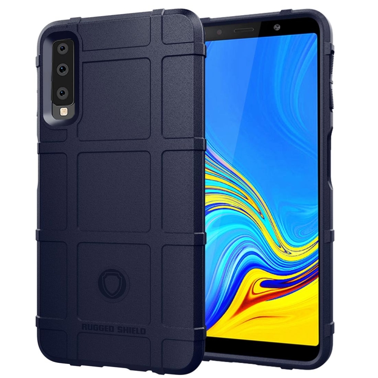

Shockproof Protector Cover Full Coverage Silicone Case for Galaxy A7 2018 (Dark Blue)