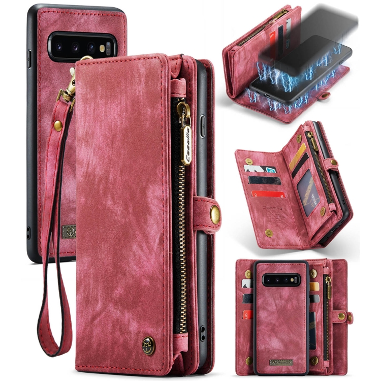 

For Samsung Galaxy S10 CaseMe-008 Detachable Multifunctional Flip Leather Phone Case(Red)