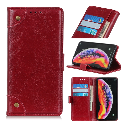

Copper Buckle Nappa Texture Horizontal Flip Leather Case for Galaxy A40, with Holder & Card Slots & Wallet (Wine Red)
