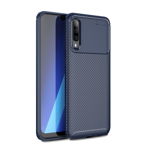 

Carbon Fiber Texture Shockproof TPU Case for Galaxy A50 (Blue)